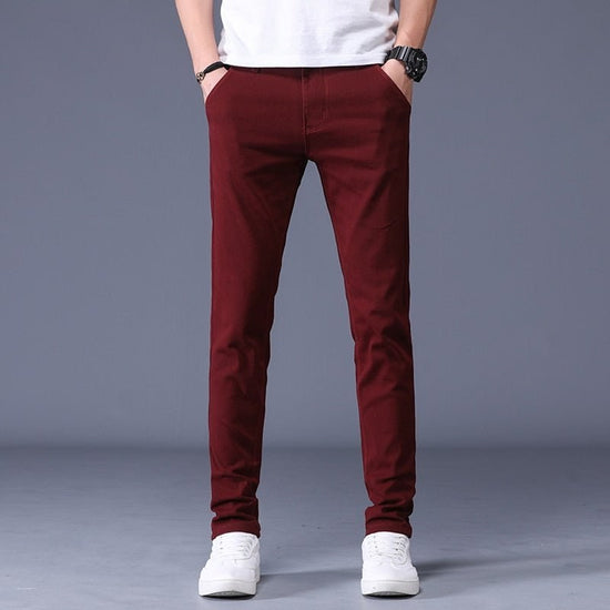 Men's slim-fit stretch cotton trousers