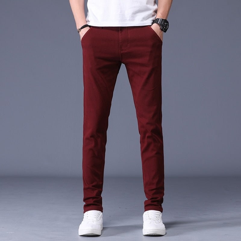 Men's slim-fit stretch cotton trousers