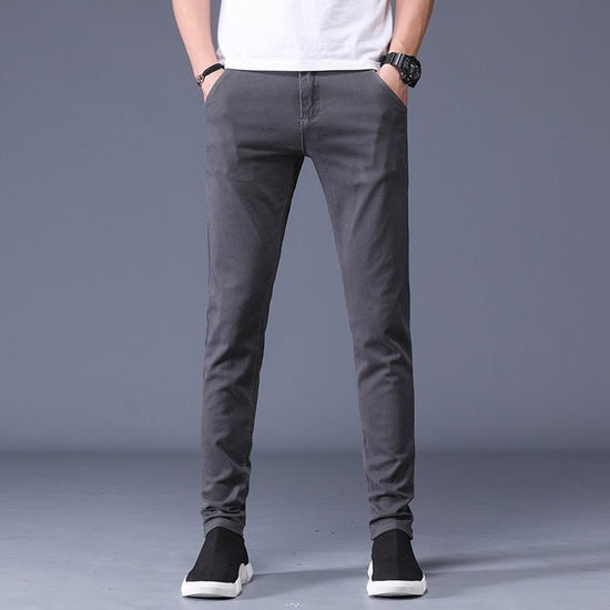 Men's slim-fit stretch cotton trousers