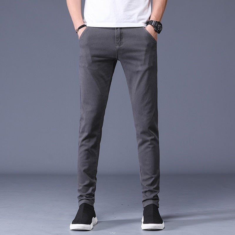 Men's slim-fit stretch cotton trousers