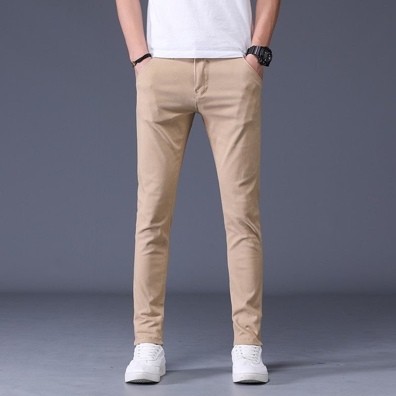 Men's slim-fit stretch cotton trousers