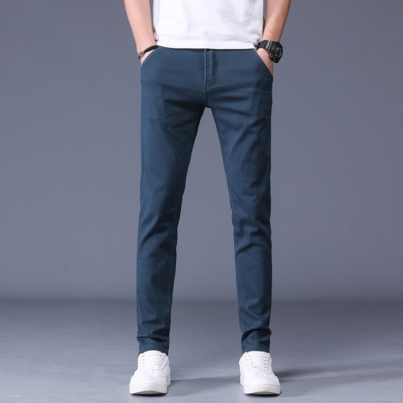 Men's slim-fit stretch cotton trousers