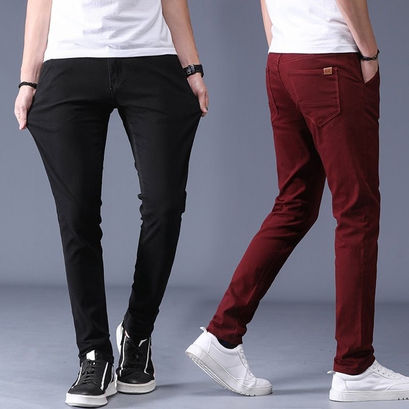Men's slim-fit stretch cotton trousers