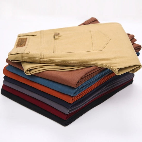 Men's slim-fit stretch cotton trousers