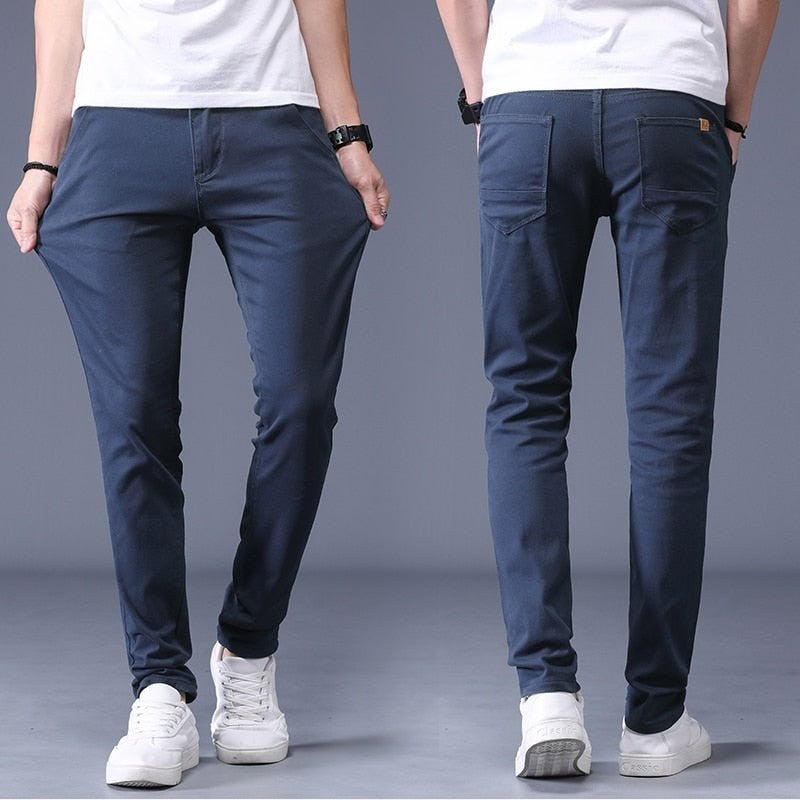 Men's slim-fit stretch cotton trousers