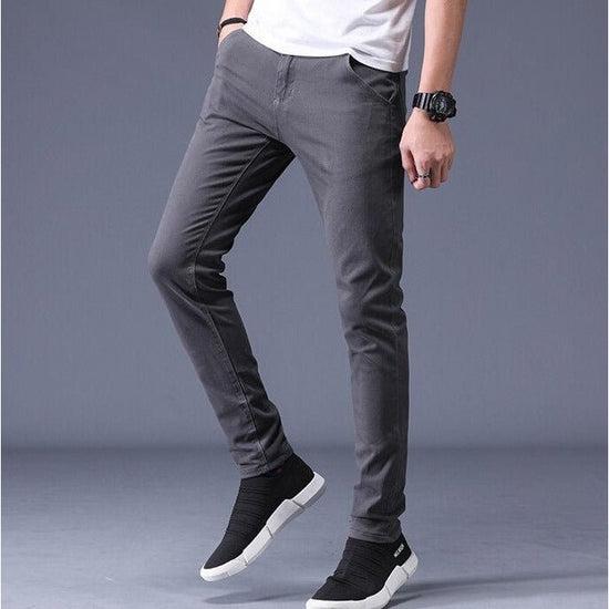 Men's slim-fit stretch cotton trousers