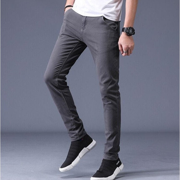Men's slim-fit stretch cotton trousers
