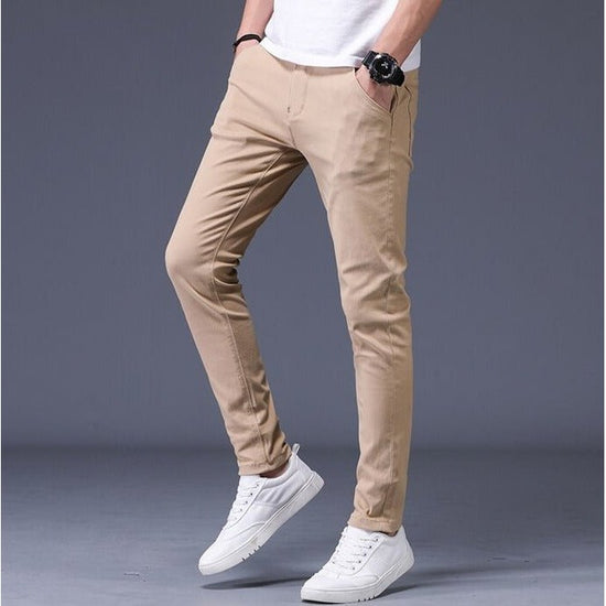 Men's slim-fit stretch cotton trousers