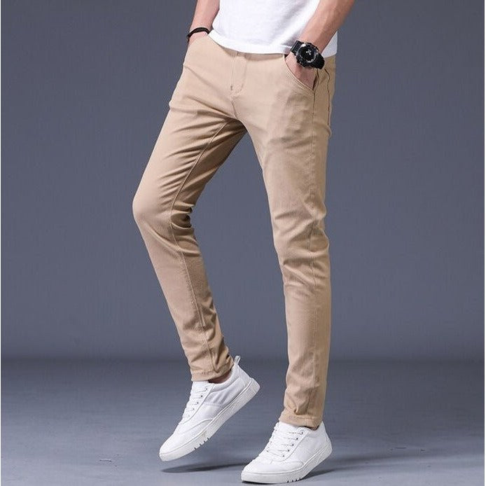Men's slim-fit stretch cotton trousers