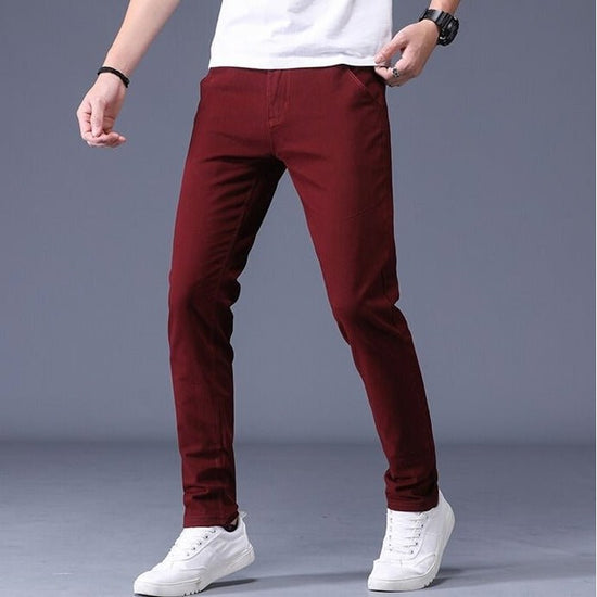 Men's slim-fit stretch cotton trousers