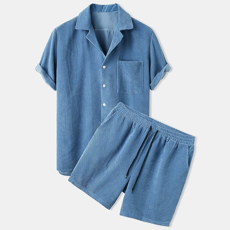 Men's Solid T-Shirt and Shorts Set