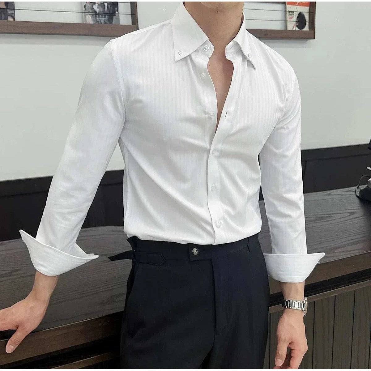 Men's Stretch Slim-Fit Business Shirt