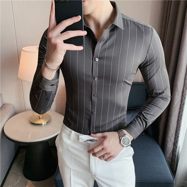 Men's Striped Business Shirt