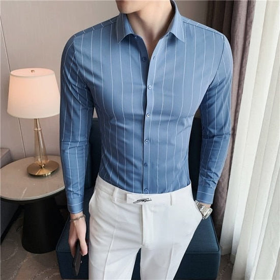 Men's Striped Business Shirt