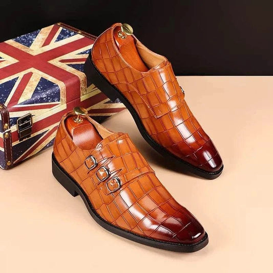 Men's triple monk-strap leather shoes