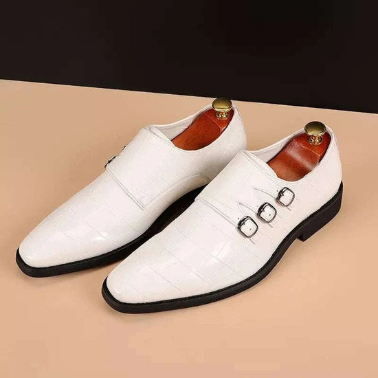 Men's triple monk-strap leather shoes