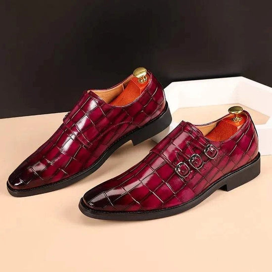 Men's triple monk-strap leather shoes
