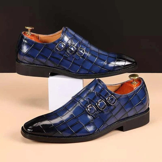 Men's triple monk-strap leather shoes