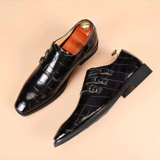 Men's triple monk-strap leather shoes