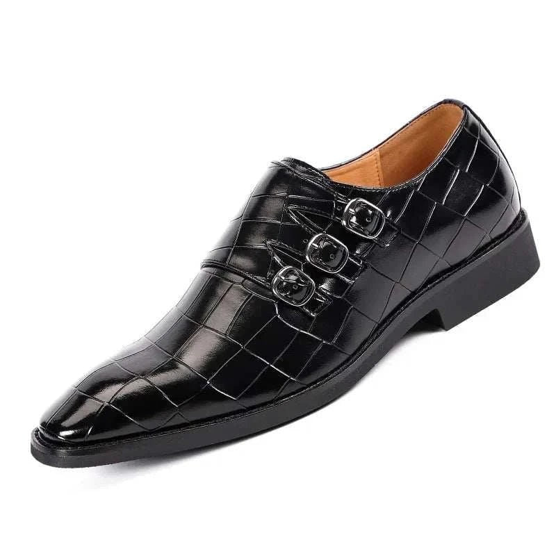 Men's triple monk-strap leather shoes