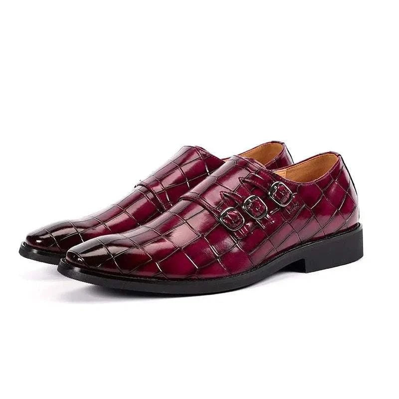 Men's triple monk-strap leather shoes