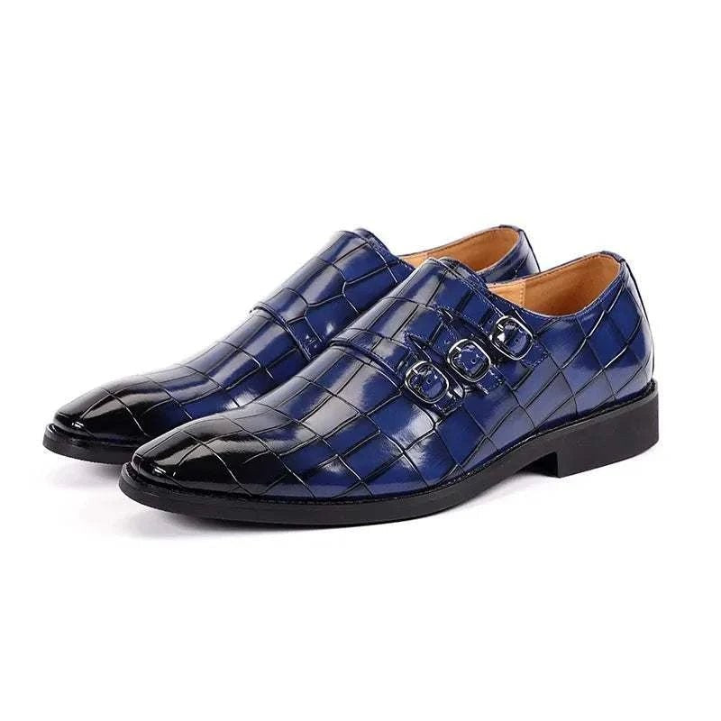 Men's triple monk-strap leather shoes