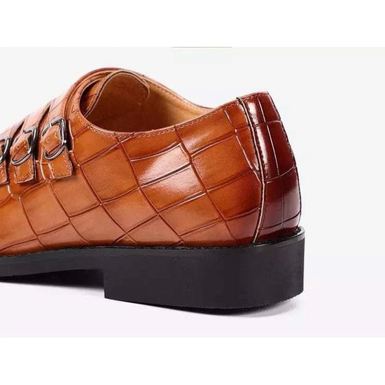 Men's triple monk-strap leather shoes