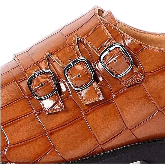 Men's triple monk-strap leather shoes
