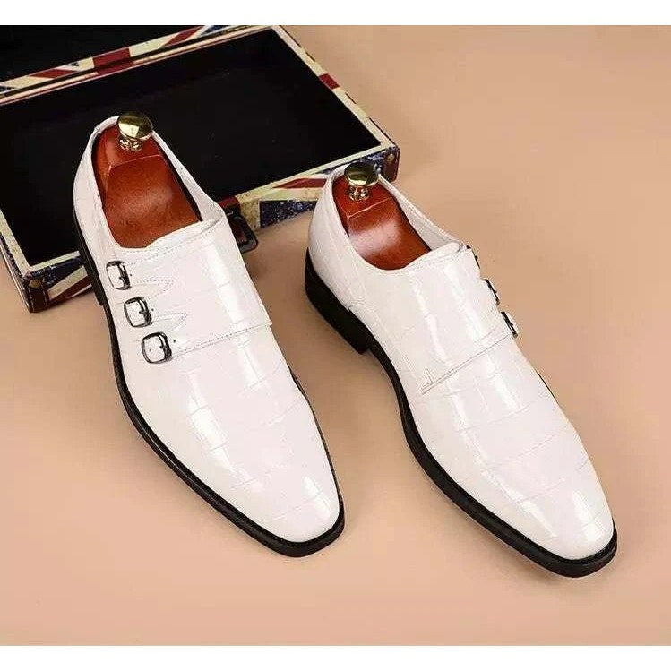 Men's triple monk-strap leather shoes
