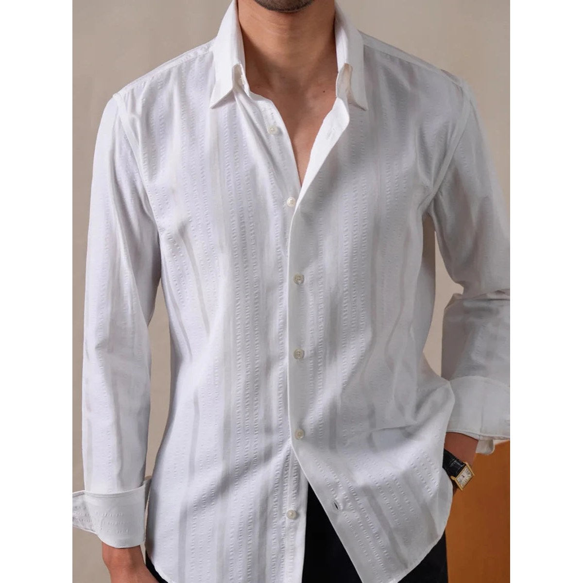 Men's vertical-stripe business shirt