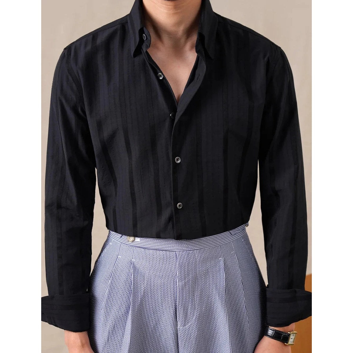 Men's vertical-stripe business shirt