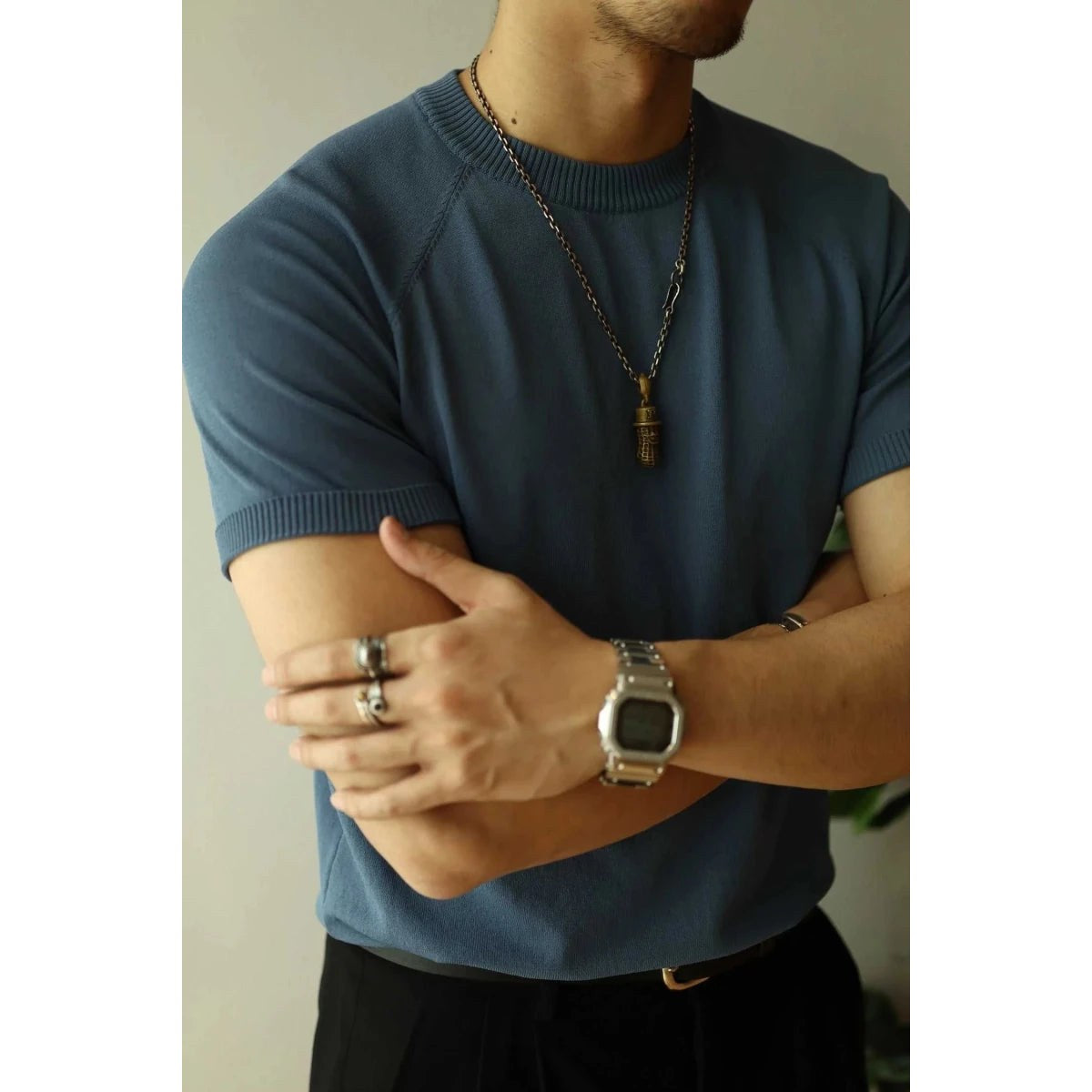 Men's Vintage Cotton Collared T-Shirt