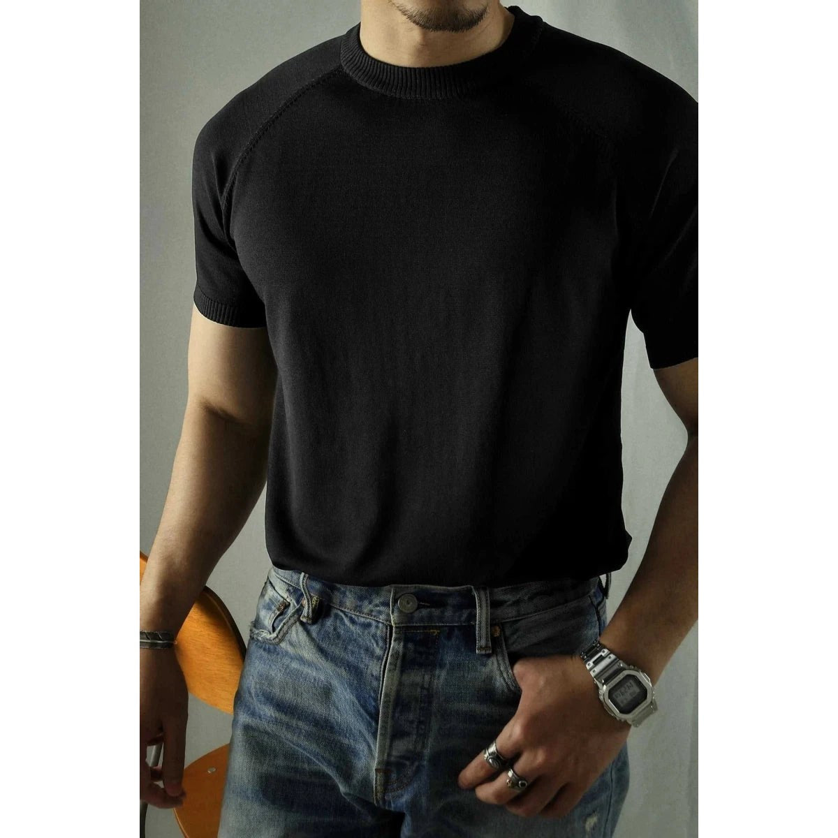 Men's Vintage Cotton Collared T-Shirt