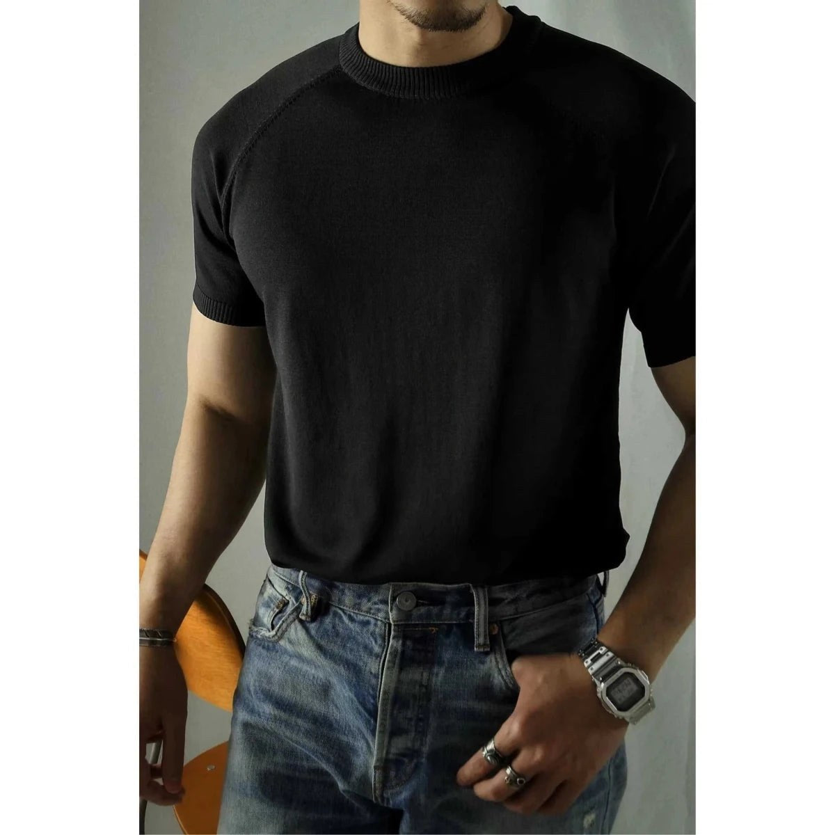 Men's Vintage Cotton Collared T-Shirt