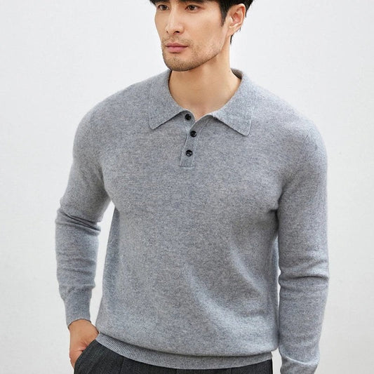 Men's Warm Wool Polo Sweater