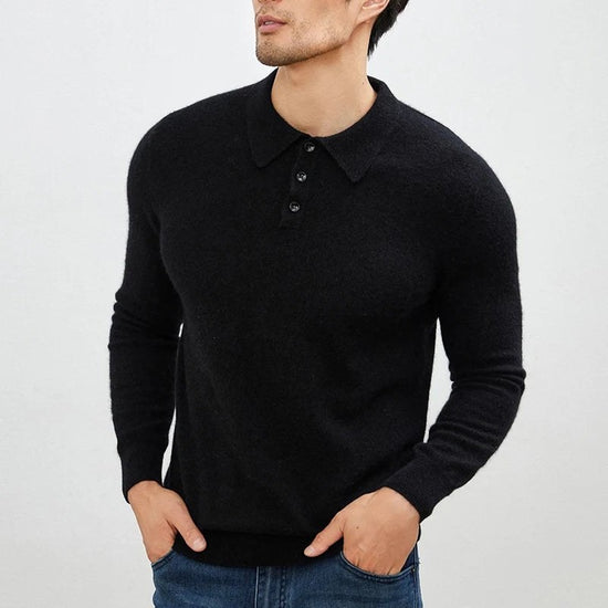 Men's Warm Wool Polo Sweater