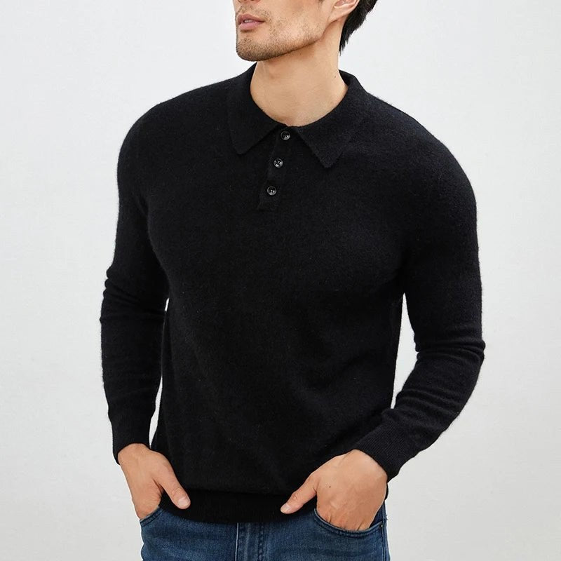 Men's Warm Wool Polo Sweater