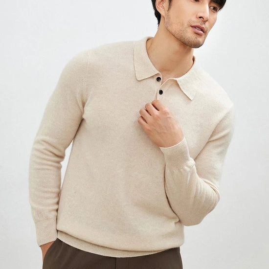 Men's Warm Wool Polo Sweater