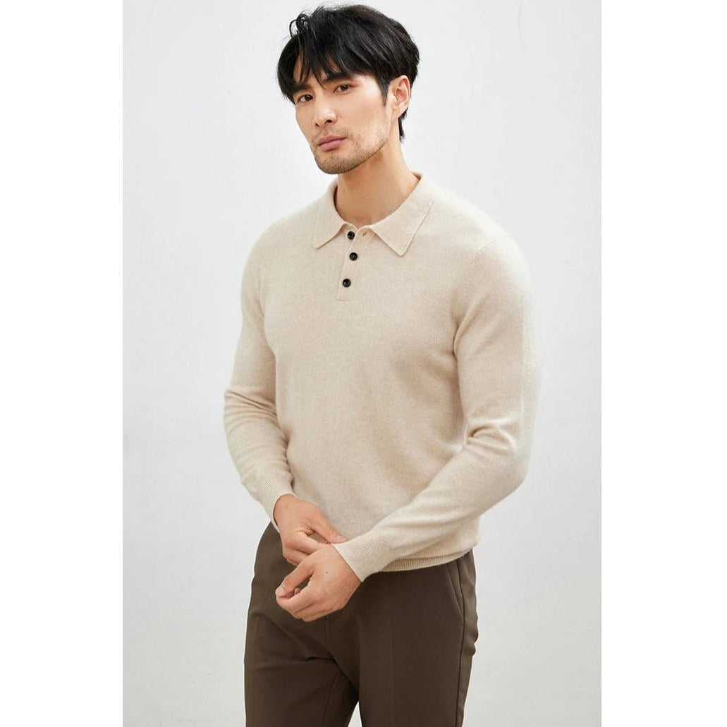 Men's Warm Wool Polo Sweater