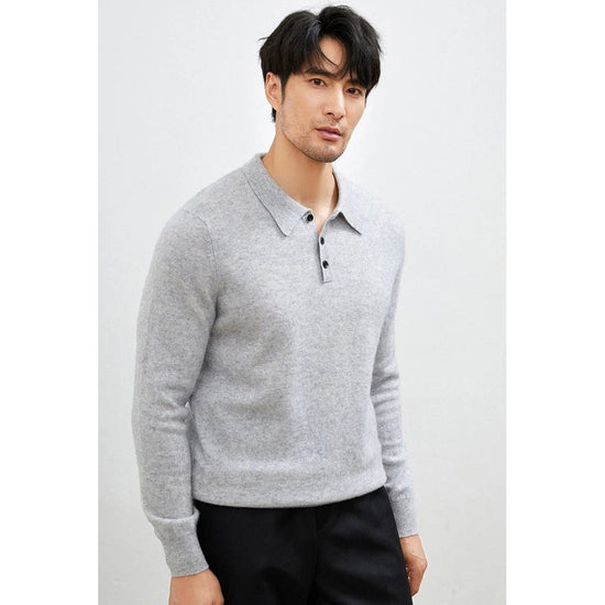 Men's Warm Wool Polo Sweater