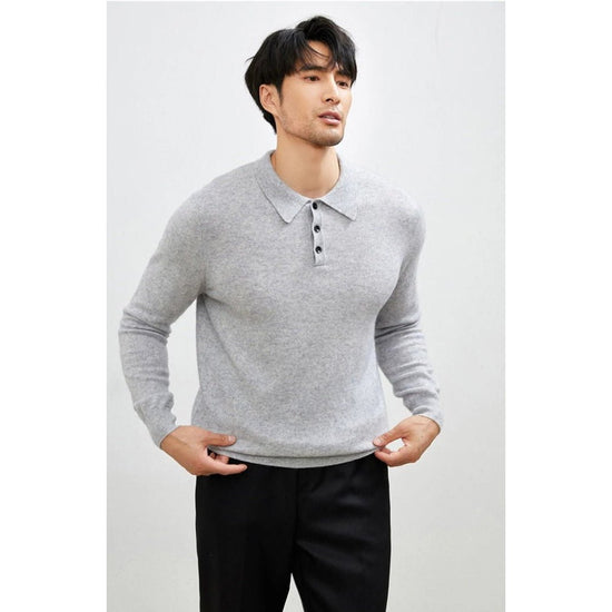 Men's Warm Wool Polo Sweater