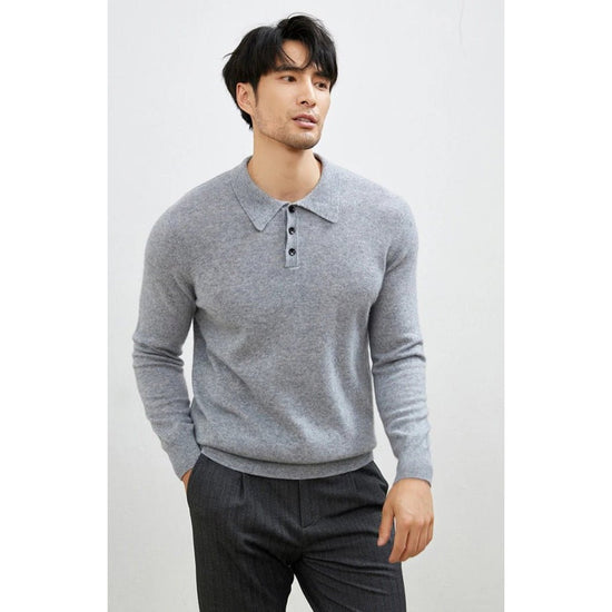Men's Warm Wool Polo Sweater