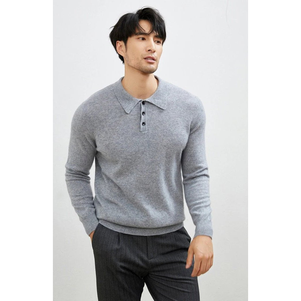 Men's Warm Wool Polo Sweater