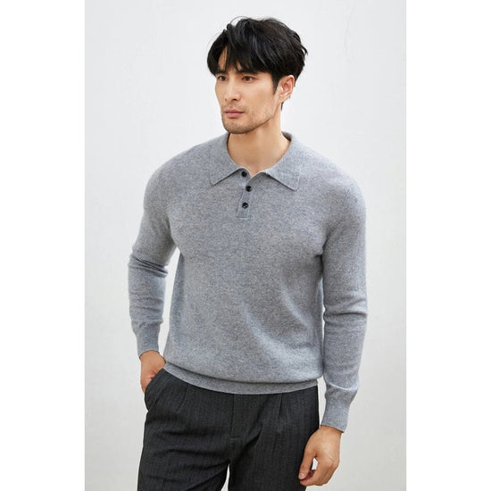 Men's Warm Wool Polo Sweater