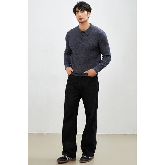 Men's Warm Wool Polo Sweater