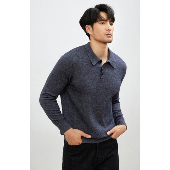 Men's Warm Wool Polo Sweater