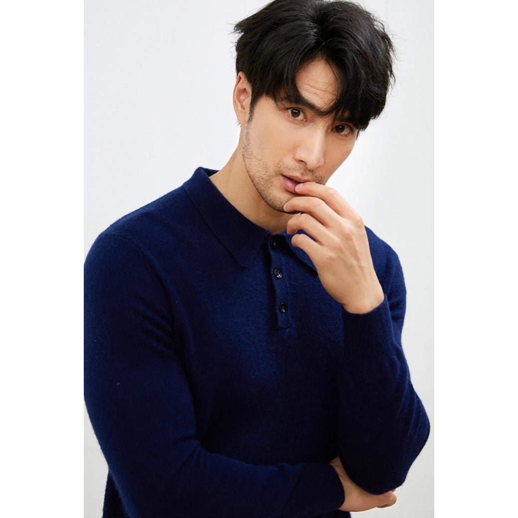 Men's Warm Wool Polo Sweater