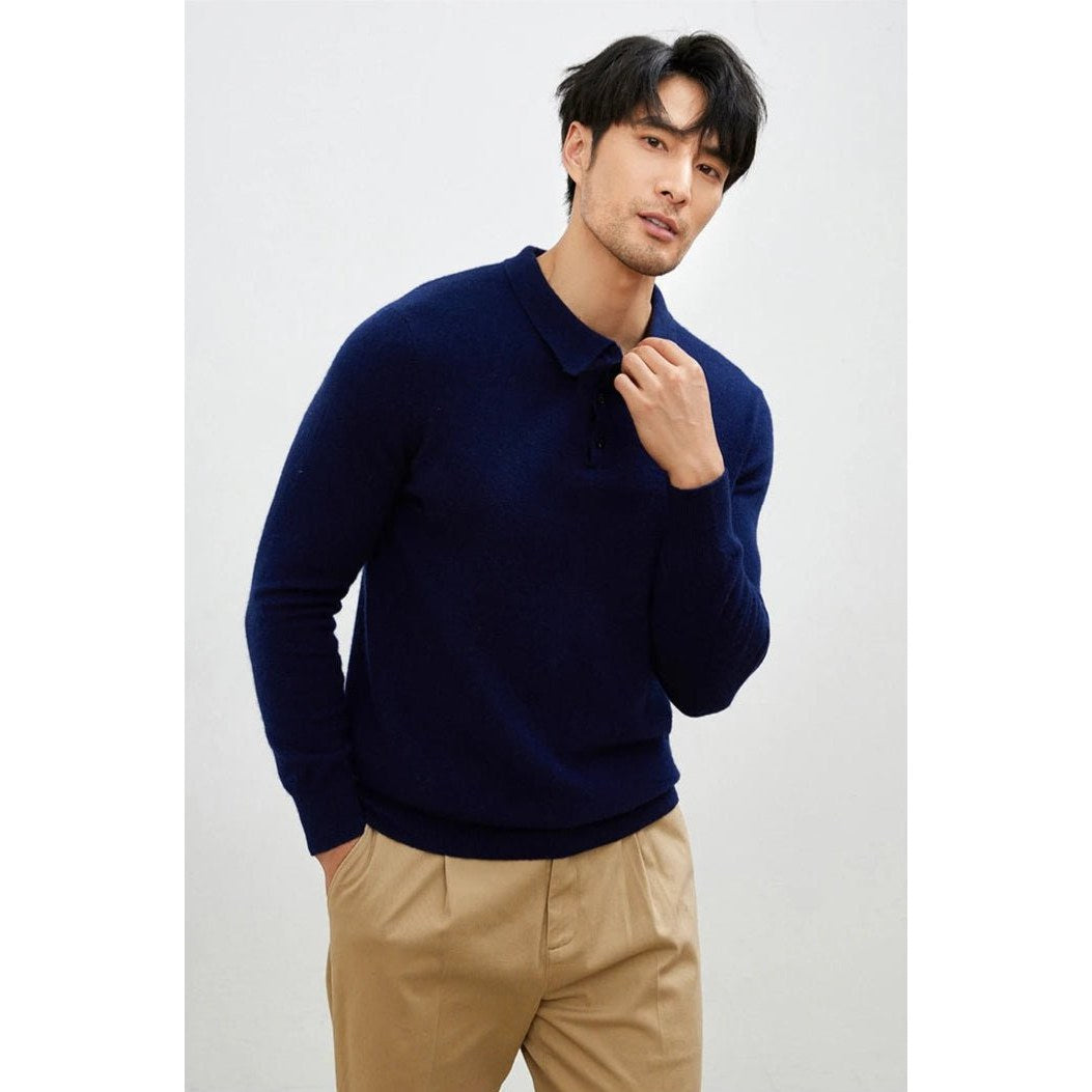 Men's Warm Wool Polo Sweater