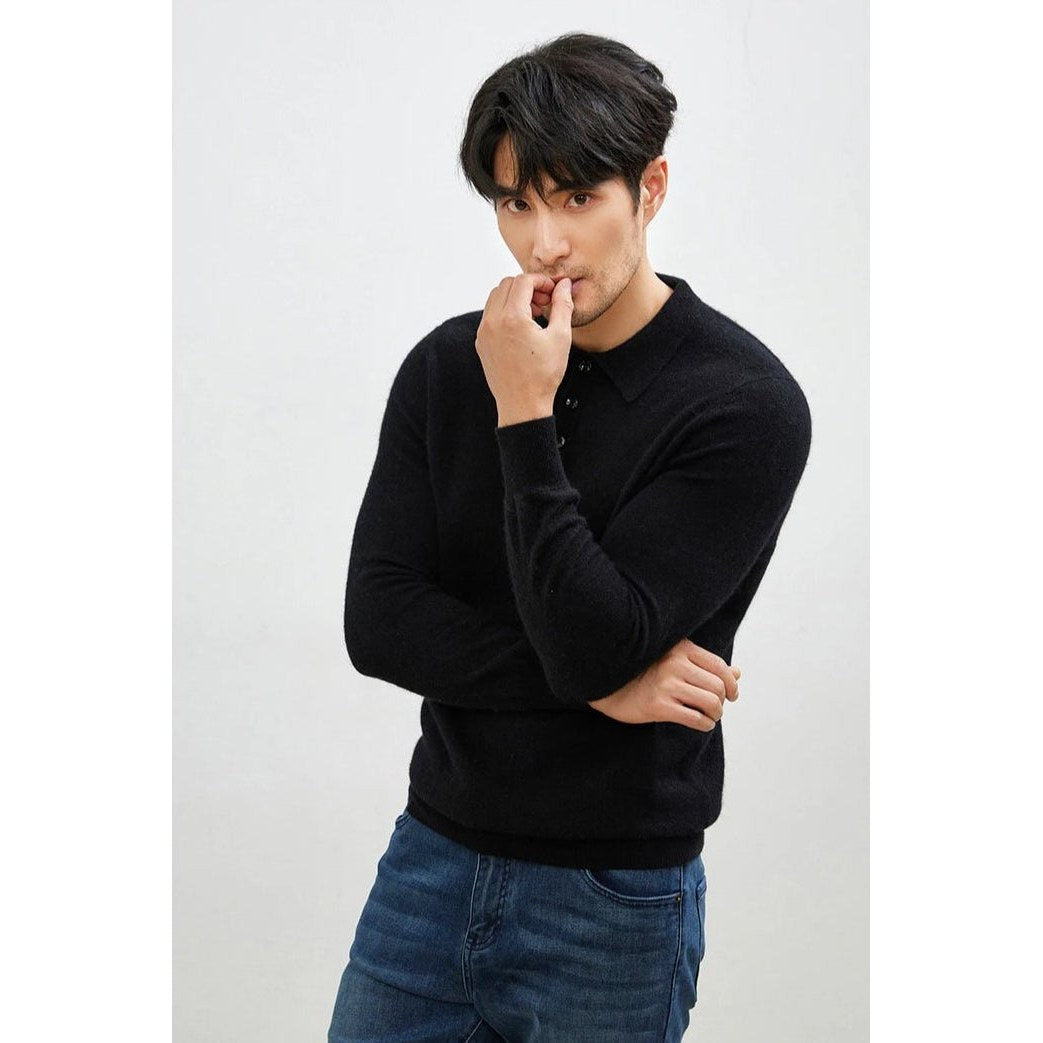 Men's Warm Wool Polo Sweater