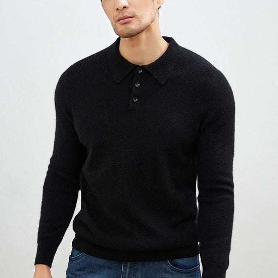 Men's Warm Wool Polo Sweater